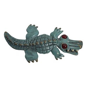 Arterix Metal Alligator Brooch Green Gator Pin